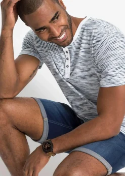 Henleyshirt, aus reiner Baumwolle, Kurzarm|bonprix