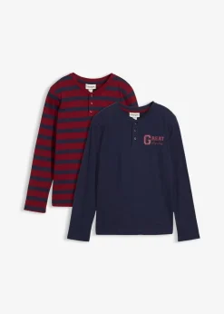 Henleyshirt aus reiner Bio-Baumwolle (2er Pack)|bonprix Clearance