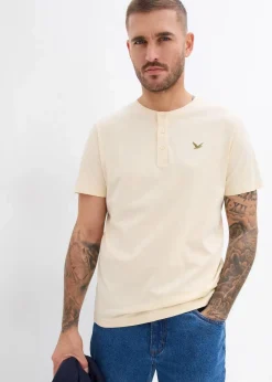 bonprix Große Größen|Basics|Henleyshirt aus reiner Bio-Baumwolle (3er Pack) oliv + beige + dunkelblau