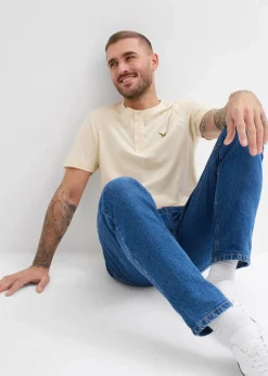 bonprix Große Größen|Basics|Henleyshirt aus reiner Bio-Baumwolle (3er Pack) oliv + beige + dunkelblau