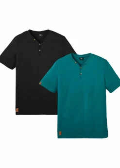 Henleyshirt aus reiner Bio-Baumwolle (2er Pack)|bonprix Discount