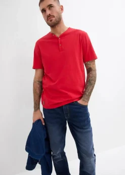 bonprix Shirts & Polos|Basics|Henleyshirt aus reiner Bio-Baumwolle (2er Pack) rot+dunkelblau