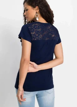 bonprix Shirts & Tops|Nachhaltigere Materialien|Henleyshirt aus Viskose-Mix dunkelblau