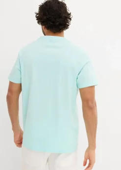 bonprix Große Größen|Shirts & Polos|Henleyshirt, Kurzarm aus reiner Bio-Baumwolle mint bedruckt