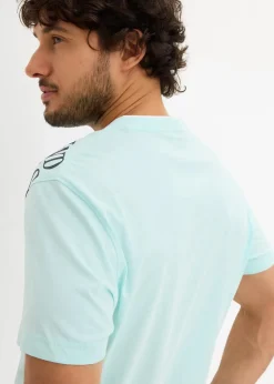 bonprix Große Größen|Shirts & Polos|Henleyshirt, Kurzarm aus reiner Bio-Baumwolle mint bedruckt