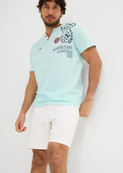 bonprix Große Größen|Shirts & Polos|Henleyshirt, Kurzarm aus reiner Bio-Baumwolle mint bedruckt
