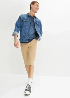 bonprix Große Größen|Shirts & Polos|Henleyshirt, Kurzarm aus reiner Bio-Baumwolle in gewaschener Optik indigo used