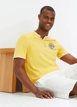 Henleyshirt, Kurzarm (2er Pack) aus reiner Bio-Baumwolle|bonprix