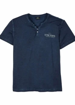 Henleyshirt, Kurzarm in gewaschener Optik aus reiner Bio-Baumwolle|bonprix Hot