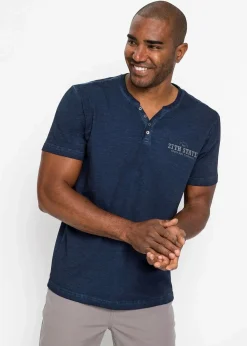 Henleyshirt, Kurzarm in gewaschener Optik aus reiner Bio-Baumwolle|bonprix Hot