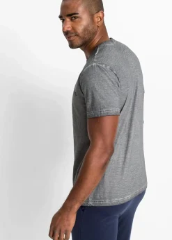 Henleyshirt, Kurzarm in gewaschener Optik aus reiner Bio-Baumwolle|bonprix