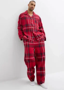 Herren Flanell Pyjama aus weicher Baumwolle mit Geschenkbeutel|bonprix