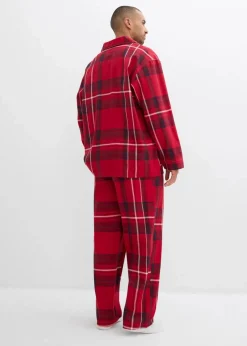 Herren Flanell Pyjama aus weicher Baumwolle mit Geschenkbeutel|bonprix