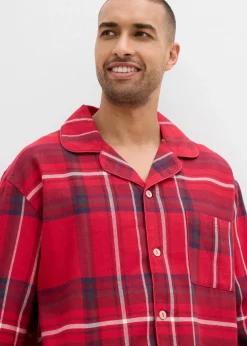 Herren Flanell Pyjama aus weicher Baumwolle mit Geschenkbeutel|bonprix