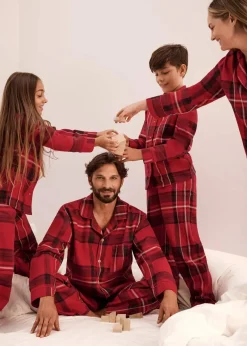 Herren Flanell Pyjama aus weicher Baumwolle mit Geschenkbeutel|bonprix