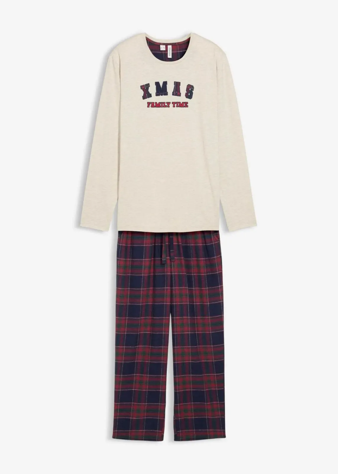 Herren Pyjama mit Flanellhose aus weicher Baumwolle und Geschenktasche|bonprix Clearance