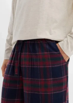 Herren Pyjama mit Flanellhose aus weicher Baumwolle und Geschenktasche|bonprix Clearance
