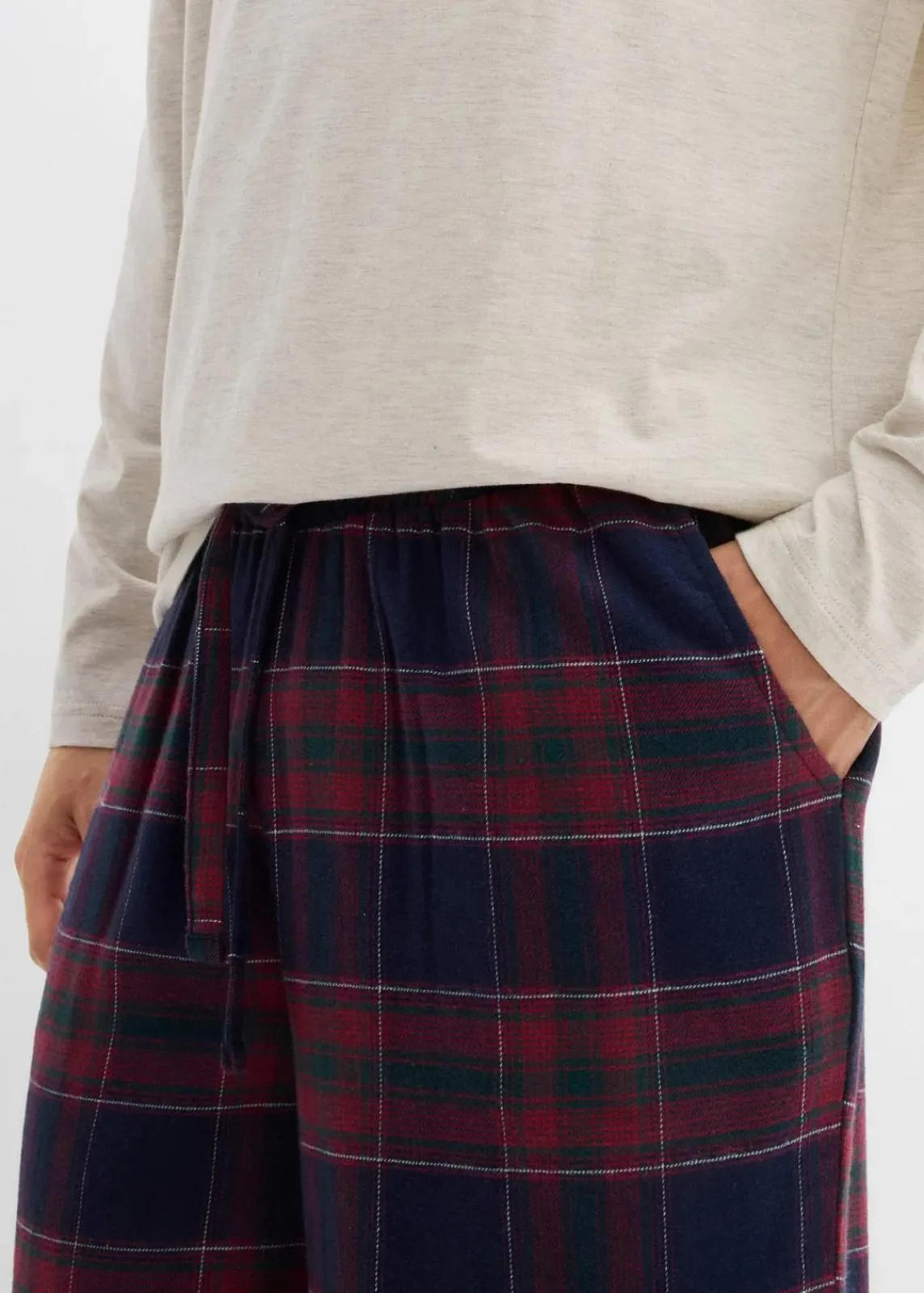 Herren Pyjama mit Flanellhose aus weicher Baumwolle und Geschenktasche|bonprix Clearance