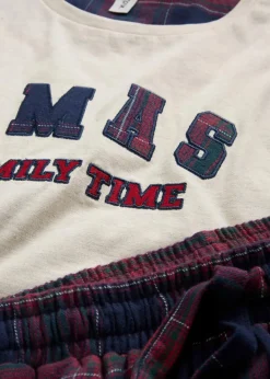 Herren Pyjama mit Flanellhose aus weicher Baumwolle und Geschenktasche|bonprix Clearance