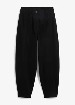 bonprix Bekleidung·Kleider|Hosen|High Waist Barrel-Twillhose mit vorverlegten Seitennähten und Bequembund schwarz