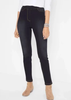 bonprix Jeans|Thermobekleidung|High Waist Jeggings aus leichter, elastischer Thermoqualität mit Bequembund schwarz denim
