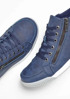 bonprix Sneaker|Gefütterte Winterschuhe|High-Top-Sneaker mit Reißverschluss dunkelblau