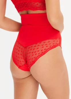 bonprix Wäsche·Shapewear|Wäsche·Höschen|Highwaist Shape Panty mit Herzchenspitze und starker Formkraft erdbeere