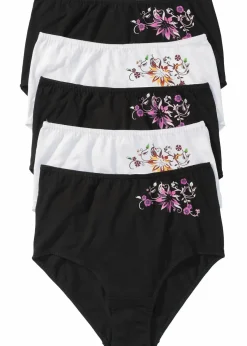 bonprix Wäsche·Baumwollunterwäsche|Wäsche·Höschen|Highwaist Slip (5er Pack) schwarz + weiß