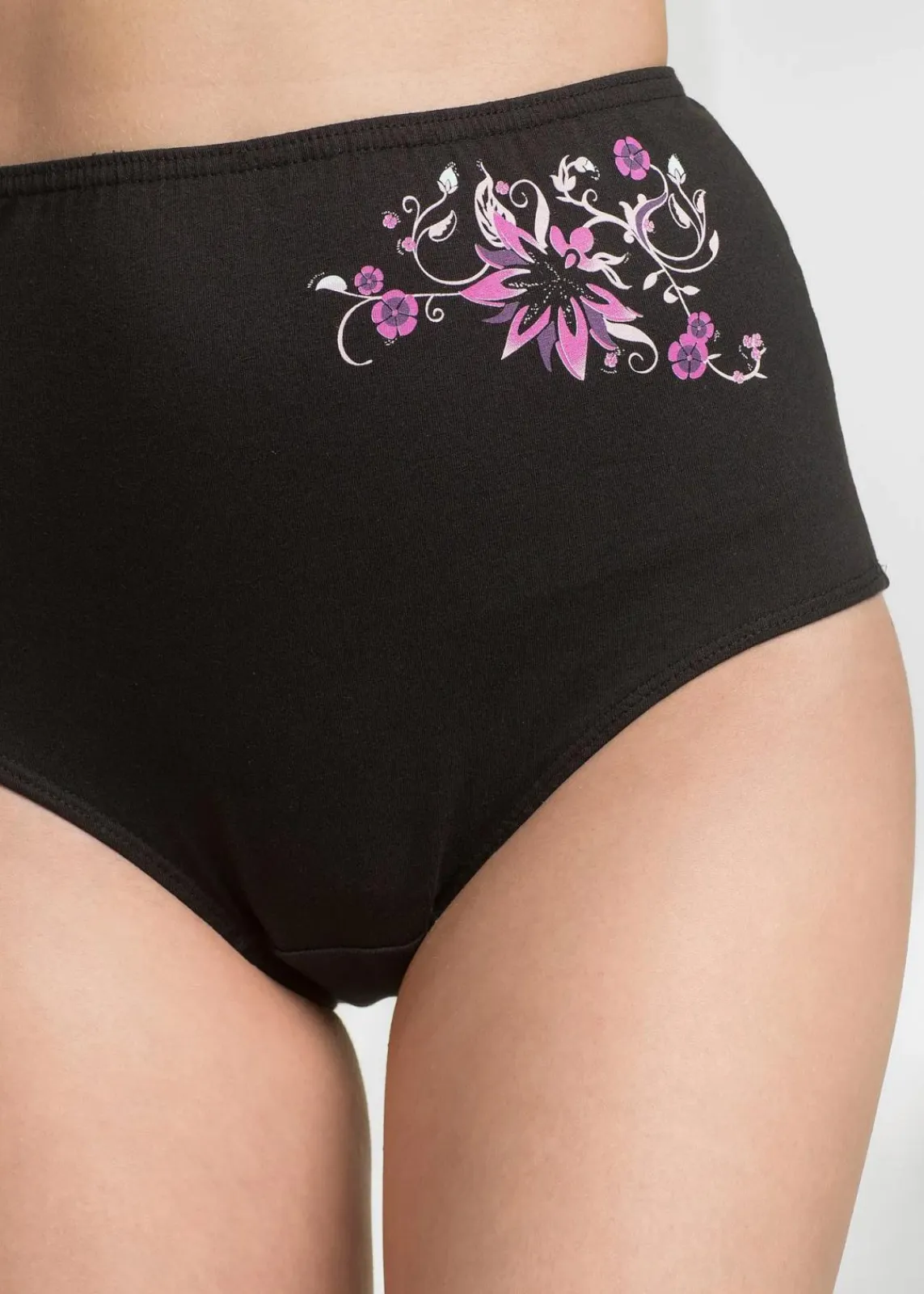 bonprix Wäsche·Baumwollunterwäsche|Wäsche·Höschen|Highwaist Slip (5er Pack) schwarz + weiß