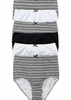 bonprix Wäsche·Baumwollunterwäsche|Wäsche·Höschen|Highwaist Slip (6er Pack) schwarz gestreift