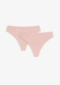 bonprix Höschen|Highwaist String mit Glanzeffekt (2er Pack) hellrosa