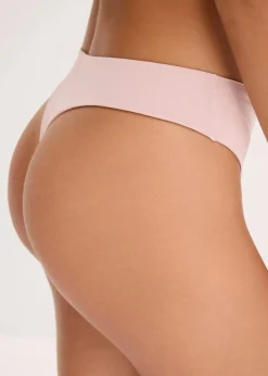 bonprix Höschen|Highwaist String mit Glanzeffekt (2er Pack) hellrosa