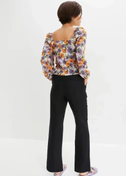 bonprix Bekleidung·Kleider|Hosen|High-Waist-Hose aus Leinen-Viskose-Mix schwarz