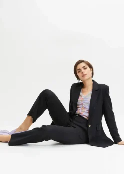 bonprix Bekleidung·Kleider|Hosen|High-Waist-Hose aus Leinen-Viskose-Mix schwarz