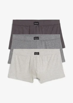 bonprix Boxershorts|Große Größen|Hipster mit Baumwolle (3er Pack) anthrazit meliert+hellgrau meliert+grau meliert