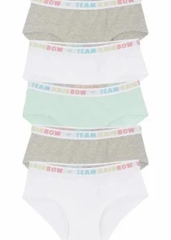 bonprix Mehrfachpacks|Mädchen·Unterwäsche|Hipster mit weicher Baumwolle (5er Pack) hellgrau meliert/hellmint/weiß