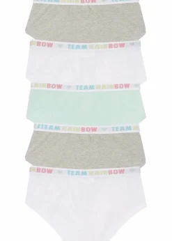 bonprix Mehrfachpacks|Mädchen·Unterwäsche|Hipster mit weicher Baumwolle (5er Pack) hellgrau meliert/hellmint/weiß