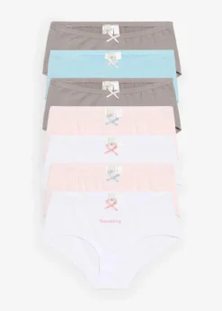 bonprix Mehrfachpacks|Mädchen·Unterwäsche|Hipster mit weicher Bio-Baumwolle mit Satin-Schleife (7er Pack) hellrosa+hellblau+weiß+grau