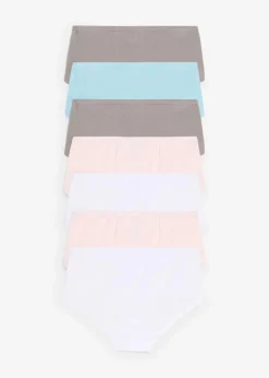 bonprix Mehrfachpacks|Mädchen·Unterwäsche|Hipster mit weicher Bio-Baumwolle mit Satin-Schleife (7er Pack) hellrosa+hellblau+weiß+grau