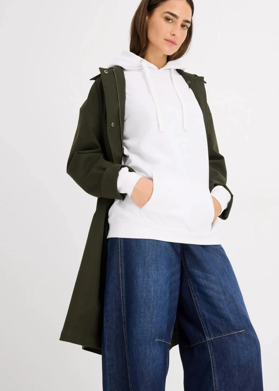 bonprix Sweat|Basics|Hoodie weiß