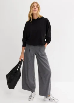 bonprix Bekleidung·Blusen & Tuniken|Sweat|Hoodie aus leicht glänzendem Viskose-Mix schwarz