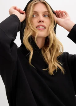 bonprix Bekleidung·Blusen & Tuniken|Sweat|Hoodie aus leicht glänzendem Viskose-Mix schwarz