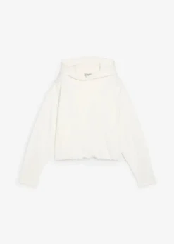 bonprix Sweat|Bekleidung·Blusen & Tuniken|Hoodie aus leicht glänzendem Viskose-Mix wollweiß