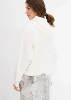 bonprix Sweat|Bekleidung·Blusen & Tuniken|Hoodie aus leicht glänzendem Viskose-Mix wollweiß