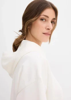 bonprix Sweat|Bekleidung·Blusen & Tuniken|Hoodie aus leicht glänzendem Viskose-Mix wollweiß