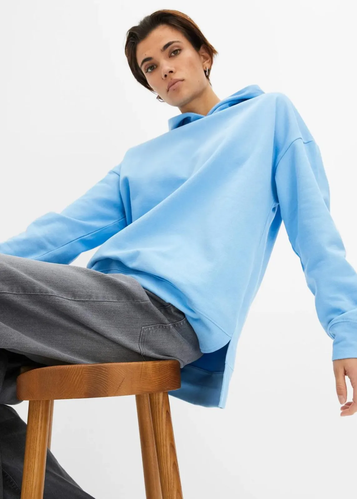 bonprix Bekleidung·Blusen & Tuniken|Sweat|Hoodie aus reiner Baumwolle babyblau