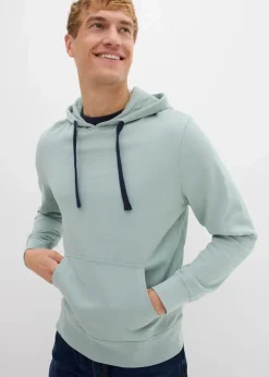 bonprix Sweat|Basics|Hoodie aus reiner Baumwolle graugrün