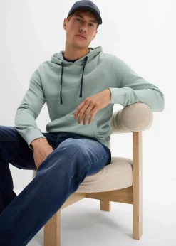 bonprix Sweat|Basics|Hoodie aus reiner Baumwolle graugrün