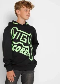 bonprix Jungen 9-16 Jahre·Sweat & Strick|Jungen 2-8 Jahre·Nachhaltigere Materialien|Hoodie aus reiner Bio-Baumwolle schwarz bedruckt