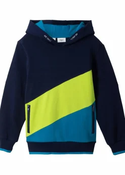 bonprix Jungen 9-16 Jahre·Bademode|Jungen 9-16 Jahre·Sweat & Strick|Hoodie aus reiner Bio-Baumwolle dunkelblau/dunkeltürkis/wiesengrün bedruckt